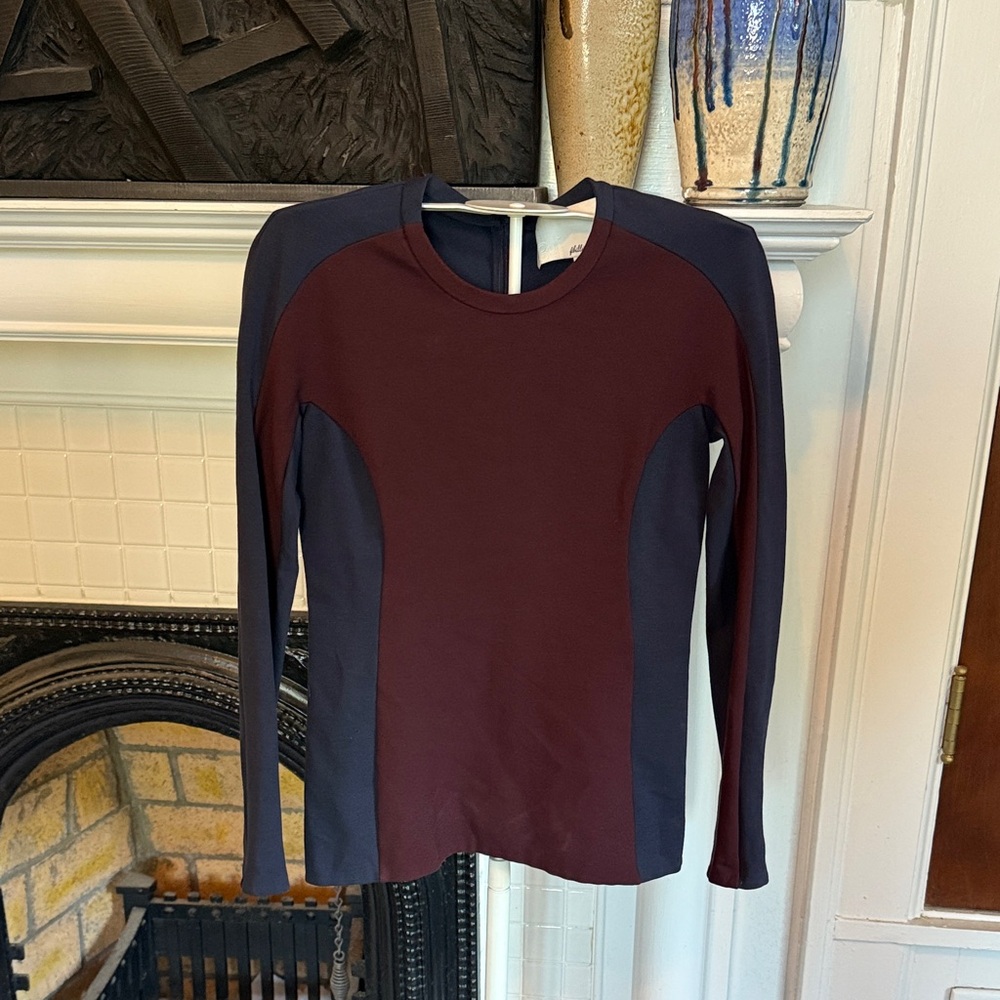 3.1 Phillip‎ Lim Burgundy and Navy Long Sleeve Top